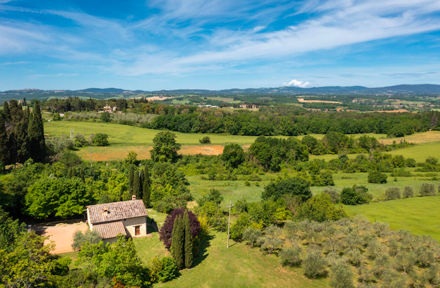 Idylický statek u středověkého města Monteriggioni