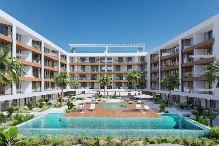 Luxusní apartmány s výhledem na moře v novém kondominiu na prodej v Olhão, Algarve.