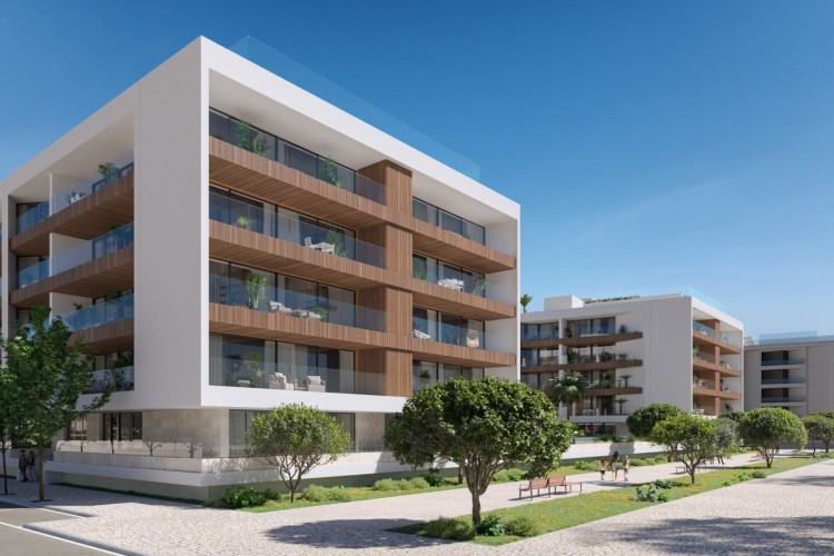 Luxusní apartmány s výhledem na moře v novém kondominiu na prodej v Olhão, Algarve.