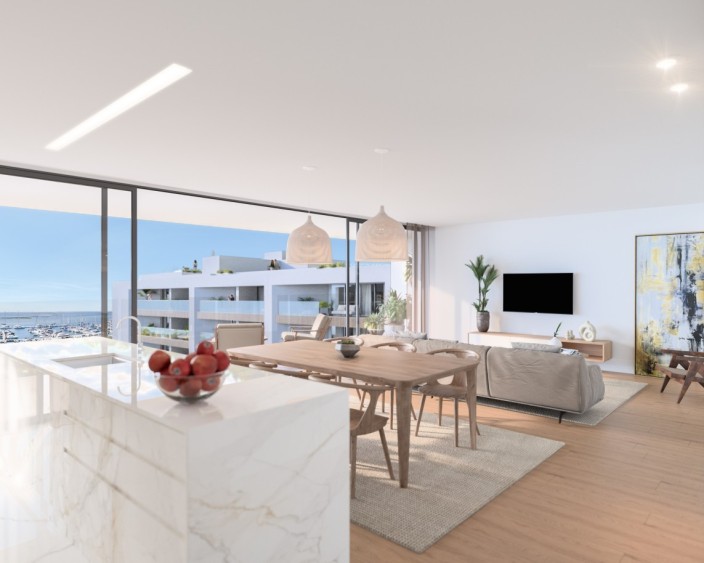Luxusní apartmány s výhledem na moře v novém kondominiu na prodej v Olhão, Algarve.