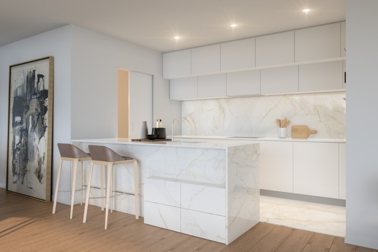Luxusní apartmány s výhledem na moře v novém kondominiu na prodej v Olhão, Algarve.